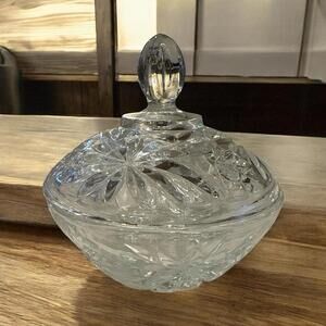 Anchor Hocking Candy Dish Lid Star of David Starburst Glass with Lid Vintage